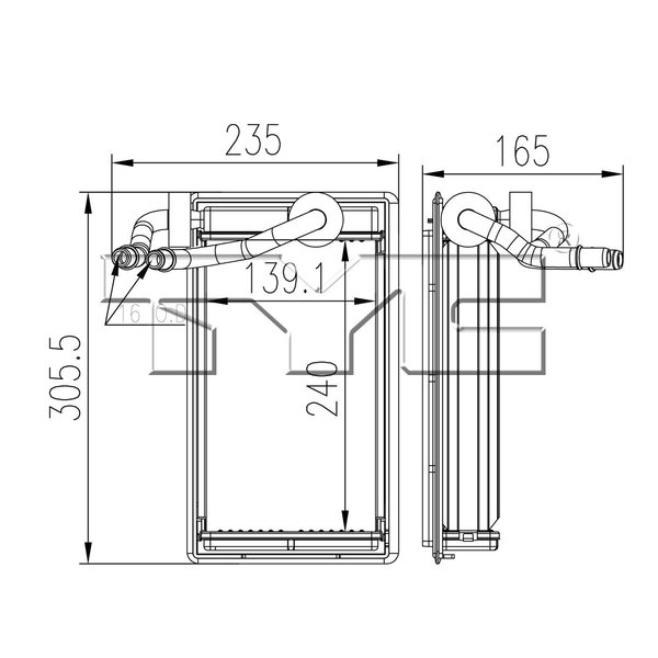 Tyc Products Tyc Hvac Heater Core, 96114 96114